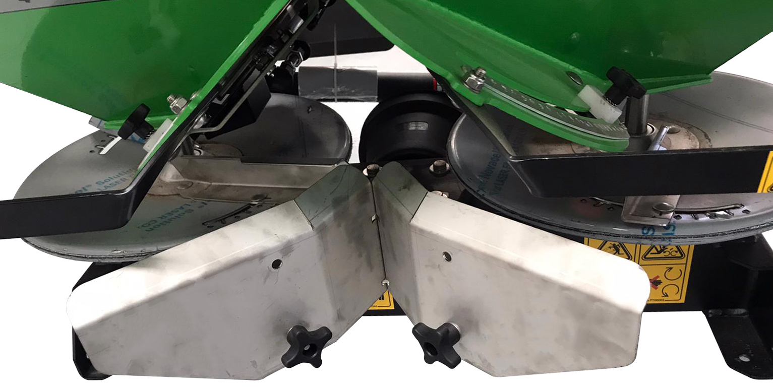 Stainless steel manual central limiter for fertilizer spreader.